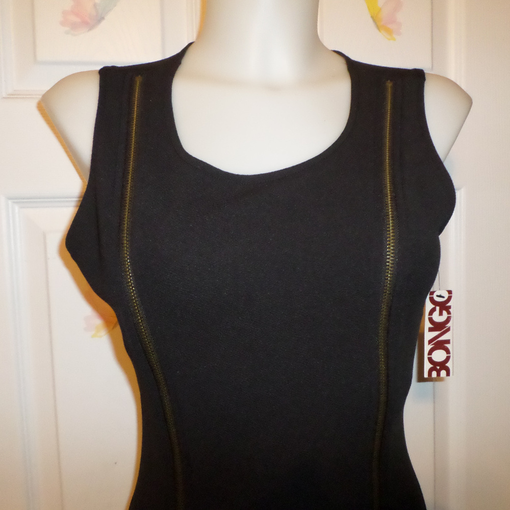 BONGO Black Dress  Zip Up Front
